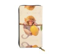 NVBYREFDS Monkey with Mango Double-Sided Full-Print Premium Wallet - Spacious Bifold Wallet for Women and Girls with Multiple Card Slots, Zippered Coin Pocket, Id, and Checkbook Compartments