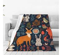 NVBYREFDS Owl Rabbit Birds Fox Ultra-Soft Microfleece Blanket - Lightweight And Durable, Fully Printed, Conveniently Stored, Perfect For Beds, Sofas, Camping, And More