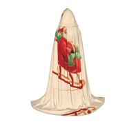 NVBYREFDS Santa Claus And The Sled Youth Hooded Cape - Fashionable All-Over Printed Cape With A Large Hood And Tie Design, Perfect For Halloween, Cosplay And Themed Parties