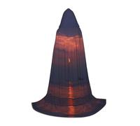 NVBYREFDS Sunrise Youth Hooded Cape - Fashionable All-Over Printed Cape With A Large Hood And Tie Design, Perfect For Halloween, Cosplay And Themed Parties