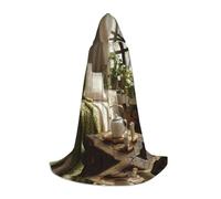 NVBYREFDS The Water Cup On The Table Youth Hooded Cape - Fashionable All-Over Printed Cape With A Large Hood And Tie Design, Perfect For Halloween, Cosplay And Themed Parties