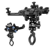 NVDATJFMS Motorcycle Mobile Phone Holder with Vibration Damper, Universal Aluminum Alloy Holder for 4.7-7" Smartphone, Safety Grip Compatible with Motorcycle/Bike/Scooter/ATV (Black)