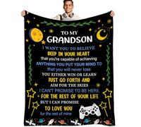 NVDOXSA Cozy Grandson Blanket Gift, Letter Blanket Gift to My Grandson, Grandson Blanket Gift from Grandparents for Thanksgiving Birthday Christmas Flannel Blankets 60''x50'' Gift for Grandson