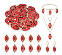 NVENF 30PCS Football Charms for Jewelry Making, Enamel Football Charms for Bracelet Necklace Earrings Making, Red Black White Blue Purple Orange Game Day Football Charm Bulk, L, Acrylic, No Gemstone