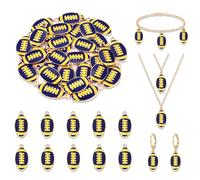 NVENF 30PCS Football Charms for Jewelry Making, Enamel Football Charms for Bracelet Necklace Earrings Making, Red Black White Blue Purple Orange Game Day Football Charm Bulk, L, Acrylic, No Gemstone
