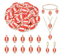 NVENF 30PCS Football Charms for Jewelry Making, Enamel Football Charms for Bracelet Necklace Earrings Making, Red Black White Blue Purple Orange Game Day Football Charm Bulk, L, Acrylic, No Gemstone