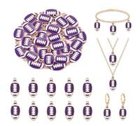 NVENF 30PCS Football Charms for Jewelry Making, Enamel Football Charms for Bracelet Necklace Earrings Making, Red Black White Blue Purple Orange Game Day Football Charm Bulk, L, Acrylic, No Gemstone