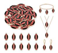 NVENF 30PCS Football Charms for Jewelry Making, Enamel Football Charms for Bracelet Necklace Earrings Making, Red Black White Blue Purple Orange Game Day Football Charm Bulk, L, Acrylic, No Gemstone
