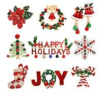 NVENF 9PCS Christmas Brooches for Women Girls