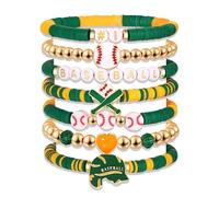 NVENF Baseball Bracelets for Women Stackable Orange Navy Game Day Heishi Bracelets Preppy Friendship Sports Bracelet Softball Baseball Jewelry Accessories Party Favors Gifts, L, Alloy, Clay, no