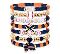 NVENF Baseball Bracelets for Women Stackable Orange Navy Game Day Heishi Bracelets Preppy Friendship Sports Bracelet Softball Baseball Jewelry Accessories Party Favors Gifts, L, Alloy, Clay, no