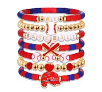 NVENF Baseball Bracelets for Women Stackable Orange Navy Game Day Heishi Bracelets Preppy Friendship Sports Bracelet Softball Baseball Jewelry Accessories Party Favors Gifts, L, Alloy, Clay, no