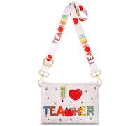 NVENF Pencil Purse for Women Beaded Teacher Purse Crossbody Shoulder Bag Back To School Teacher Accessories Outfits Gifts, Multicolor