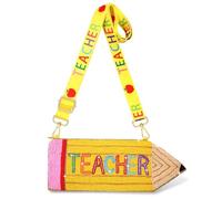 NVENF Pencil Purse for Women Beaded Teacher Purse Crossbody Shoulder Bag Back To School Teacher Accessories Outfits Gifts, Multicolor
