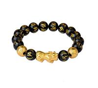 NVEOP Feng Shui Black Obsidian Wealth Bracelet, Lucky Bead Bracelet, Ideal Gift