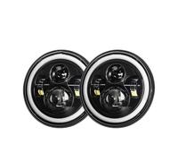 NVETJMUA Headlight Assembly For Hummer H1 H2 2003 2004 2005 2006 2007 2008 2009 7inch LED Headlight DRL Car Headlamp(40w Halo light Black)