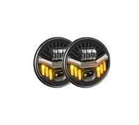 NVETJMUA Headlight Assembly For Jeep For Wrangler JK LJ CJ 12V 24V Car 7 Inch Led Headlight Hi/Low Beam H4 DRL Car Headlamp(Light yellow)