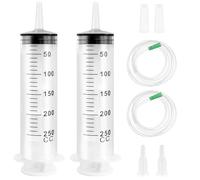 NVGVUP 250ML Large Capacity Syringe with Tubes: 2 Pcs Reusable Liquid Plastic Syringe, Individually Packaged Syring for Pet Feeding Plant Watering Scientific Laboratory Industry