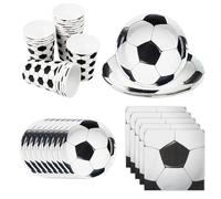 NVGVUP Football Tableware Set, 60 PCS Football Party Paper Plates Cups and Napkins for 20 Guests, Sports Theme Football Party Decorations, World Cup Football Birthday Decorations