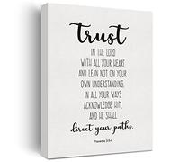 Nvhai Bible Verse Art Wall Decor Proverbs 3:5-6 Trust in the Lord Scripture Canvas Painting Prints for Home Dining Room Living Room Wall Decor Framed Artwork Christian Gifts(12x15 Inch)