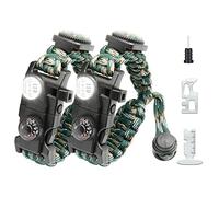 NVioAsport 20 in 1 Survival Paracord Bracelet Adjustable Gear Kit with SOS LED Light, Fire Starter, Bigger Compass, Survival Whistle, Perfect for Camping, Hiking, Fishing
