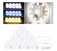 NVIYAM 10 LED Mirror Light with 3 Colours, Dimmable Hollywood Dressing Table Light, Suitable for Make-up Mirror