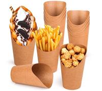 NVIYAM Pack of 50 Kraft Paper Cups 12 oz Fries Holder Bubble Waffle Iron Bags Kraft Paper Cups French Fries Cups Frozen Dessert Supplies Chip Bag Snack Bags for All Parties, Part