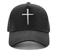 NVJUI JUFOPL Christian Cross Jesus Hats, Religious Gifts for Men Women, Embroidered Trucker Cap Black, Black, One size