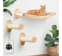 NVMBR Cat Hammock Lounge with Jute Sisal Stairs -Easy Stud Installation with Included Magnetic Stud Finder, 50 lbs Hold Wall Climber Indoor Shelves and Perches for Walls, Furniture and Beds