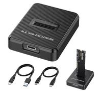 NVMe Enclosure, 10Gbps SSD Enclosure, Single-Protocol M2 SSD SATA Enclosures to USB Adapter for M & M+B Key 2280 2260 2242 2230 SSDs, Sandwich Style Design, Support UASP and TRIM