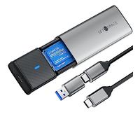 NVME Enclosure [Tool-Free] SETMSPACE M.2 Enclosure with Dual Protocol of NVME&SATA , USB C/A 10 Gbps USB 3.2 Gen2 SSD Adapter, SSD Enclosure for M.2 B&M-Key/M-Key 2230/2242/2260/2280 SSDs- Grey Caddy