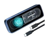NVMe Enclosure with Cooling Fan, ANYOYO USB3.2 Gen2 10Gbps SSD Enclosure with UASP&TRIM, Transparent Acrylic&Aluminium M.2 Enclosure, NVMe Pcie Adapter for M/ M+B Key(NOT SPT SATA) in 2230/42/60/80