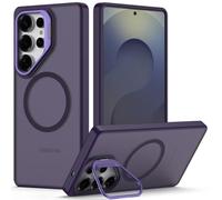 Nvollnoe for Samsung S25 Ultra Case Compatible with MagSafe Military Grade Shockproof Heavy Duty Protective Adjustable Kickstand Matte Semi Clear Phone Cover for Samsung S25 Ultra(Deep Purple)