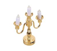 NVOQILIN 1/12 Scale Miniature Golden Candelabra Table Lamp for Doll House Bedroom Scene Display Craft Model Project