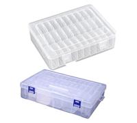 NVOQILIN 2 Pieces Clear View Jewelry Organizers Set Bead Box 30 and 45 Grids Dustproof Case Beads Container for Craft