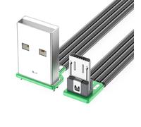 NVOQILIN 5-200cm 90 Degree USB 2.0 to USB 5Pin Down Bend Flat Cord Silicone Cable for Smartphones Tablets 5V2A