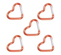 NVOQILIN 5Pcs Heart Shape Spring Clasps Aluminum Alloys Spring Snapping Hook Clip KeyRings Metal Carabiner Keychains Buckles Hardware