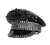 NVOQILIN Bejeweled Captain Hat Heavy Crystal Sailor Hat Surprise Girl Boys For Carnivals Music Festival Fashionable Women