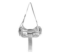 NVOQILIN Casual Motorcycle Punk Rivets Crossbody Bag With Buckle PU Leather Zippered Shoulder Satchel Underarm Purse For Women Adjustable Strap Purse