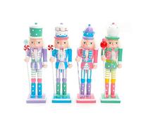 NVOQILIN Christmas Ornament Set Traditional Wooden Painted Puppet Soldier 18cm Retro Deco Candy Themed Set