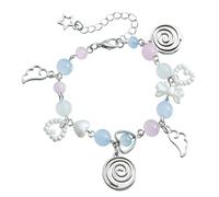 NVOQILIN Elegant Pearls Heart Sweet Bowknot Beads For Women Korean Fashion Angel Wing Charm Wristband Jewelry Acrylic Crystal