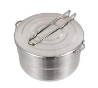 NVOQILIN Folding Handle Lunch Box for Hiking and Picnics Steel Lunch Pots Multiple Use Steel Cooking Pots Folding Handle Food Container