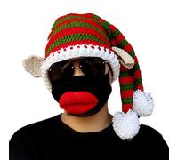 NVOQILIN Funny Christmas Party Hat Knit Caps With Pom-pom Novelty Santa Hats Set For Winter Party Hats For Kids Adults Men Women Funny Novelty Santa Kids Adult Knitted