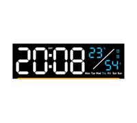NVOQILIN LED Digital Wall Clock with Large Display, Black shell blue lig