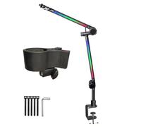 NVOQILIN LED Microphone Arm Stand Mic Stand for Gaming Streaming Podcasting with Adjustable Boom LED Lighting