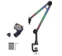 NVOQILIN LED Microphone Arm Stand Mic Stand for Gaming Streaming Podcasting with Adjustable Boom LED Lighting