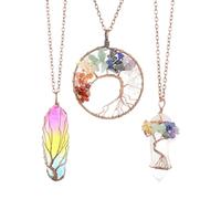 NVOQILIN Natural Crushed Stone Crystal Column Necklace Ancient Copper Pendant Crystal Agate Pendant For Men Women