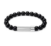 NVOQILIN Natural Stone Wristband 8mm Beads For Women Men Girl Lady Stretchable Beaded Bangle Birthday Party Gift Stainless Steel Tube Natural Stone Wrist Strong Elastic Cord Valentines Day
