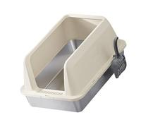 NVOQILIN Stainless Steel Cats Litter Box With Splash Design and Easy Use Scoops Indoor High Side Litter Tray Home Toilet