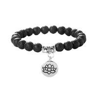 NVOQILIN Stylish Adjustable Elastic Buddhas Bead with Lotuses Charm Stretch Wristchain Accessories for Women Men Fashion Buddhist Bead Wristband